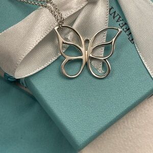 Authentic Tiffany & Co. Retired Large Butterfly Necklace Sterling Silver 925